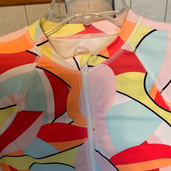 Wonder Nation Girls Surf Zip Geo Print, One Piece Swimwear, Girl’s Sz XL (14-16) - Picture 2 of 7